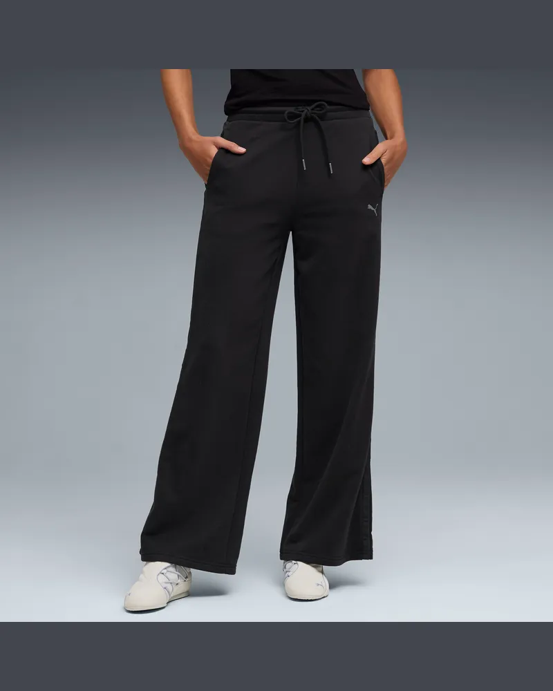 Puma Pantaloni larghi a vita alta HER da donna, Abbigliamento, Nero Black