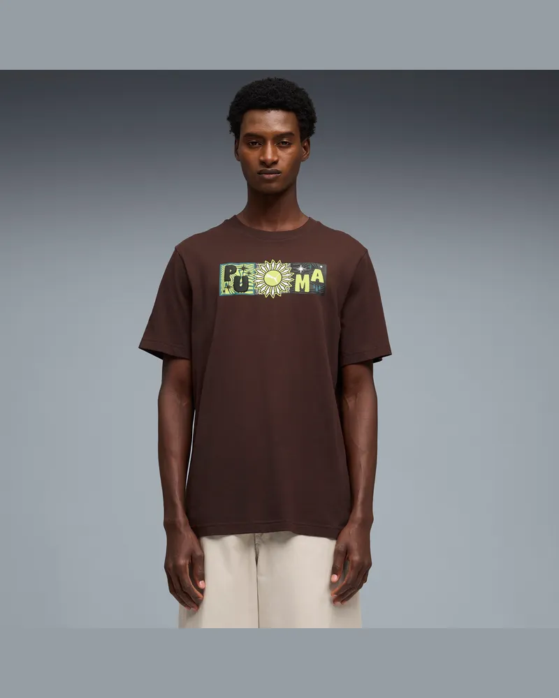 Puma T-shirt con grafica Sunset Drive da uomo, Abbigliamento, Marrone Brown