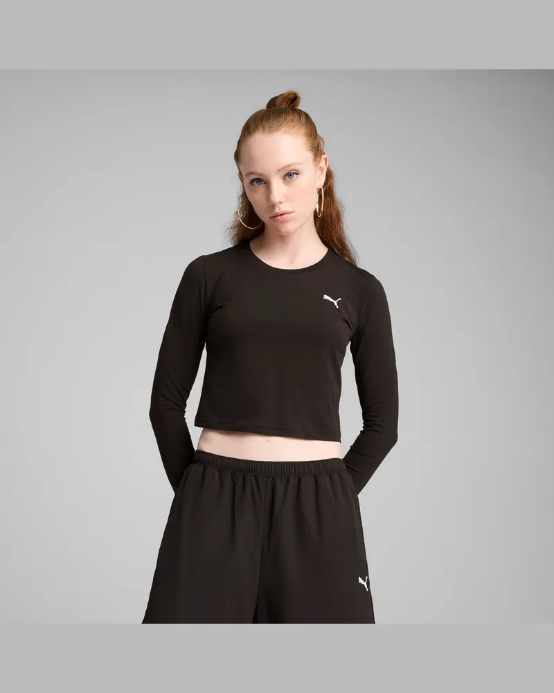 Puma T-shirt a maniche lunghe WARDROBE ESS da donna, Abbigliamento, Nero Black