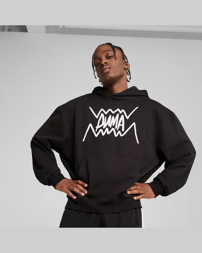Puma Felpa da basket con cappuccio Jaws Core da uomo, Abbigliamento, Nero Black