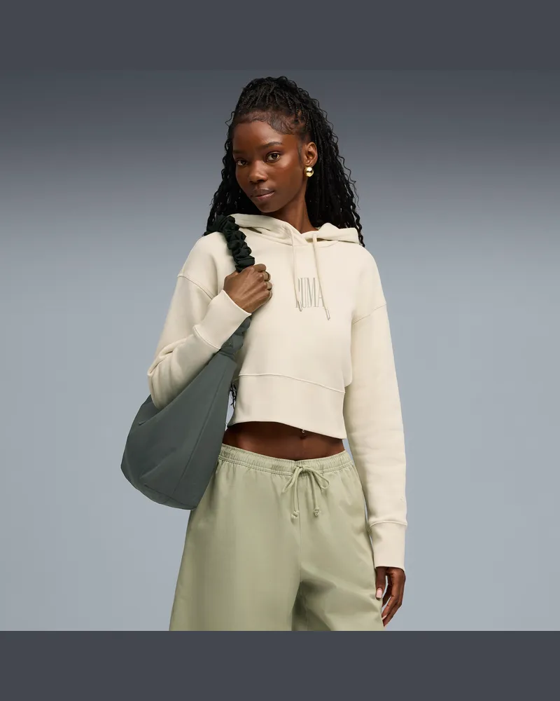 Puma Felpa con cappuccio e grafica Premium Essentials dal taglio morbido da donna, Abbigliamento, Bianco White