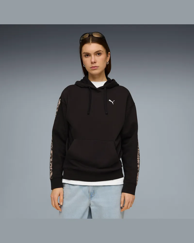 Puma Felpa con cappuccio e grafica Essentials Animal da donna, Abbigliamento, Nero Black