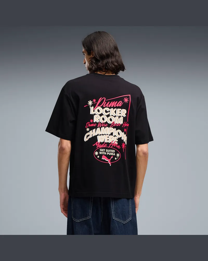 Puma T-shirt da uomo con stampa grafica boxy Champions, Abbigliamento, Nero Black