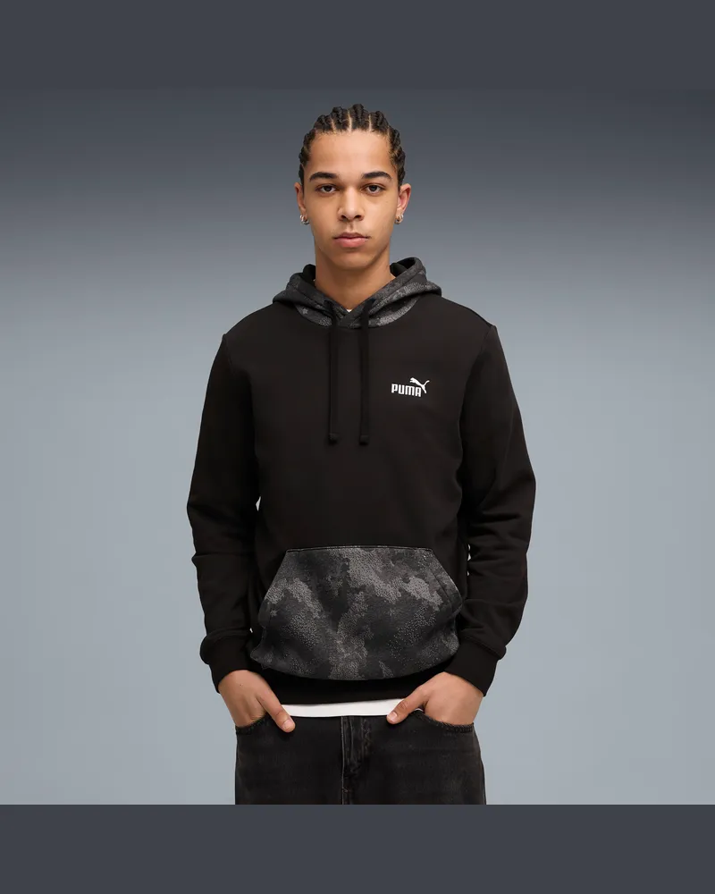 Puma Felpa con cappuccio Essentials Camo da uomo, Accessori, Nero Black