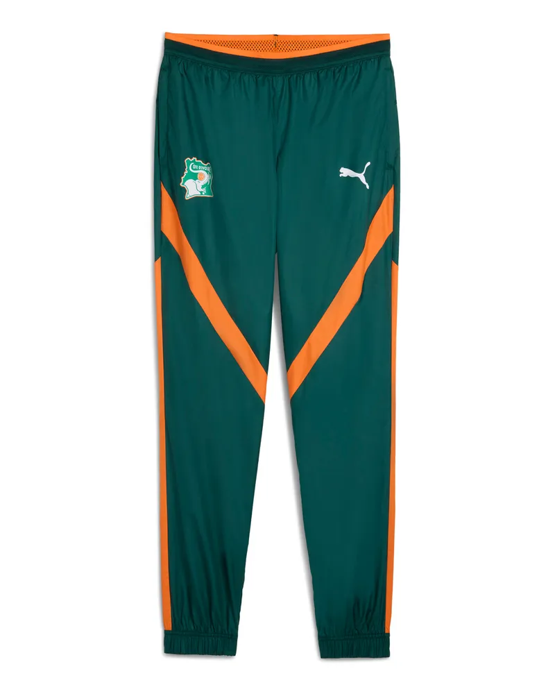 Puma Pantaloni pre-partita in tessuto Costa d'Avorio 2025 da uomo, Accessori, Verde Green