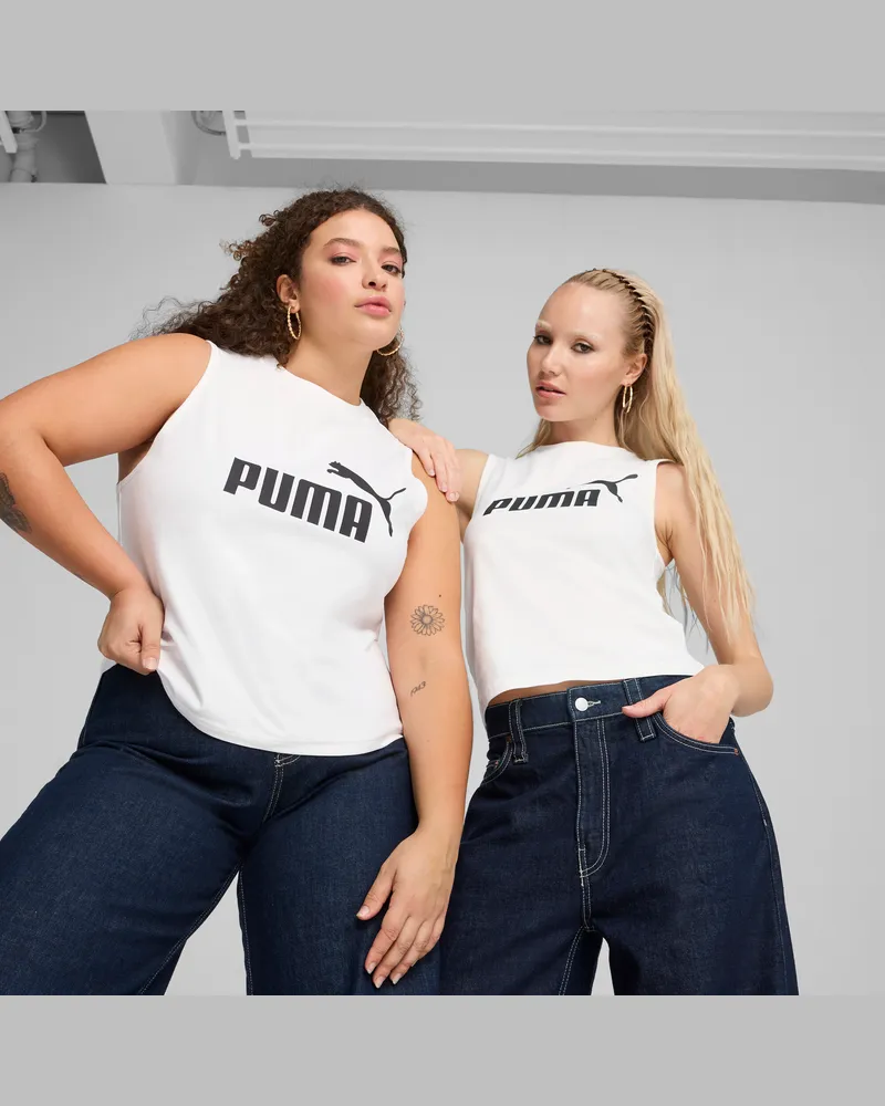 Puma Tank top aderente con logo ESS N. 1 da donna, Abbigliamento, Bianco White