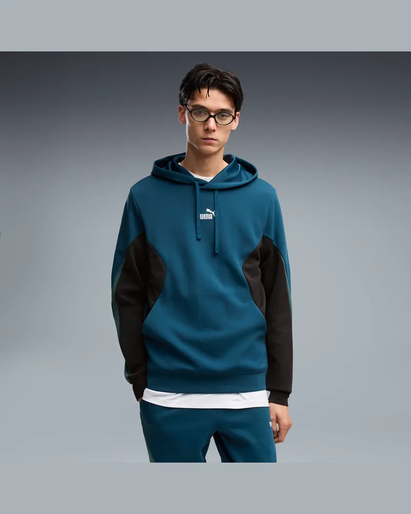 Puma Felpa con cappuccio a blocchi di colore Essentials da uomo, Abbigliamento, Blu Blue