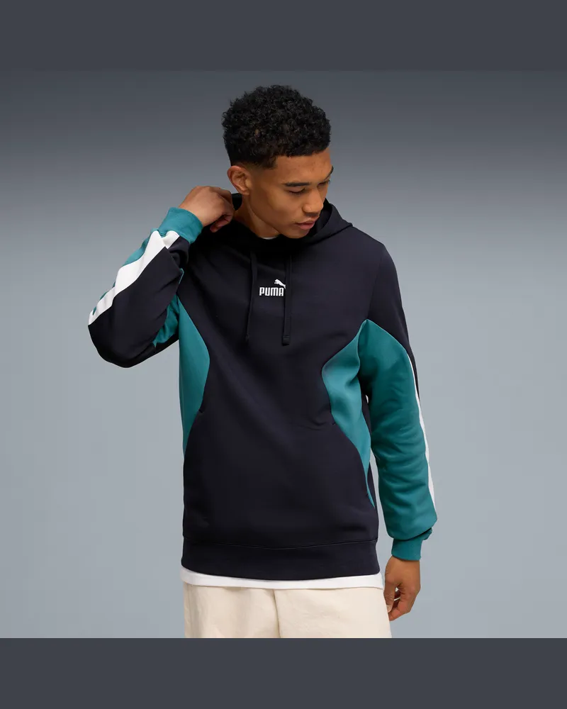 Puma Felpa con cappuccio a blocchi di colore Essentials da uomo, Abbigliamento, Blu Blue