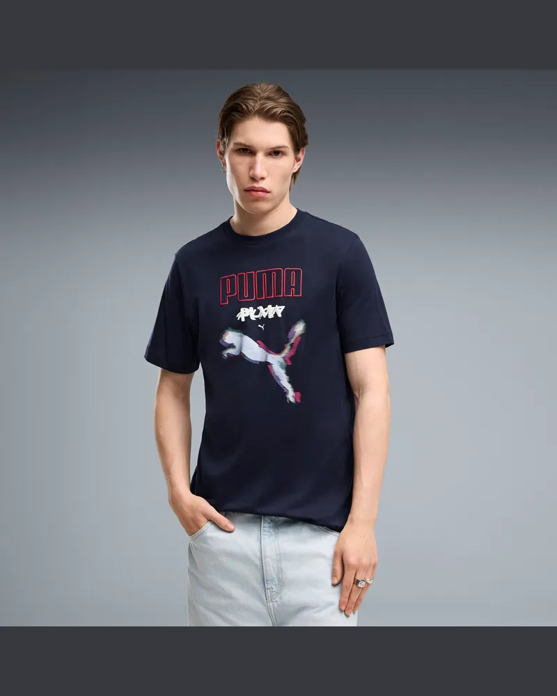 Puma T-shirt con grafica  Cyber ​​da uomo, Abbigliamento, Blu Blue