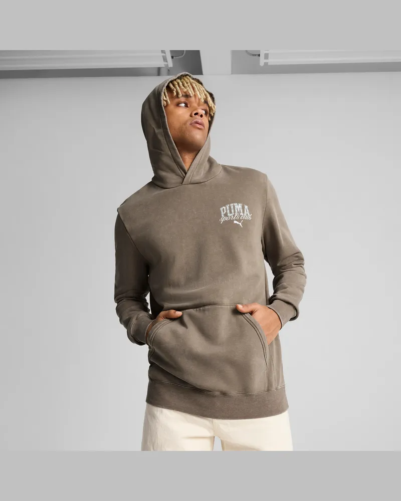 Puma Felpa con cappuccio  Class Washed da uomo, Abbigliamento, Marrone Brown