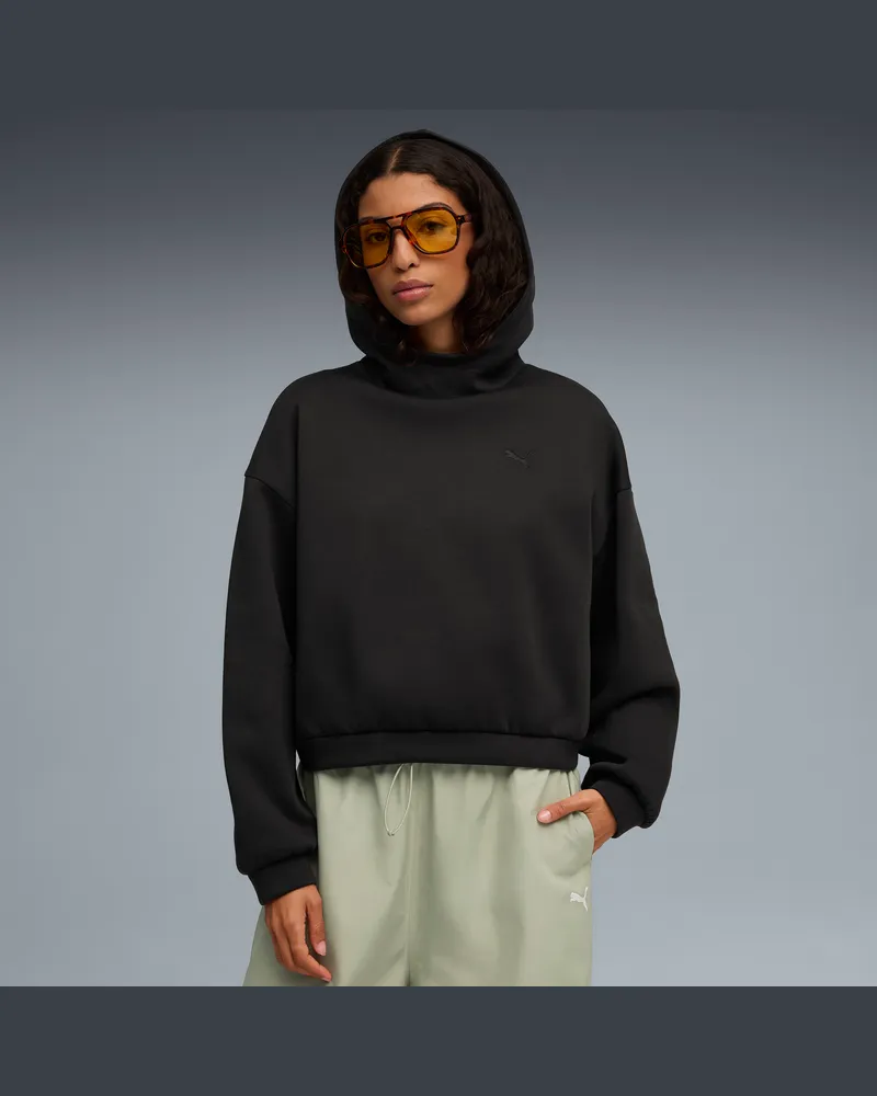 Puma Felpa con cappuccio oversize Wardrobe Essentials da donna, Abbigliamento, Nero Black