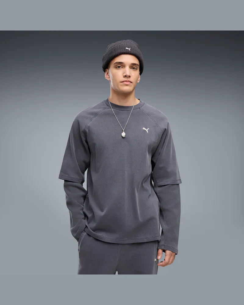 Puma T-shirt a doppio strato Select Essentials da uomo, Accessori, Grigio Gray