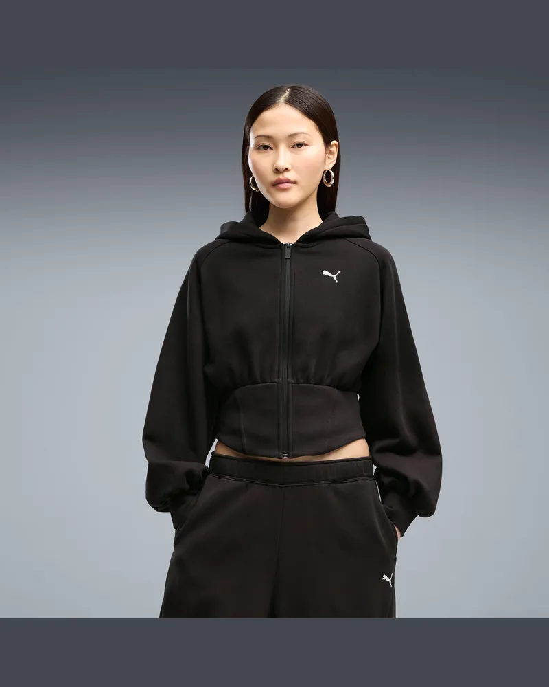 Puma Felpa con cappuccio Street Glam da donna, Abbigliamento, Nero Black