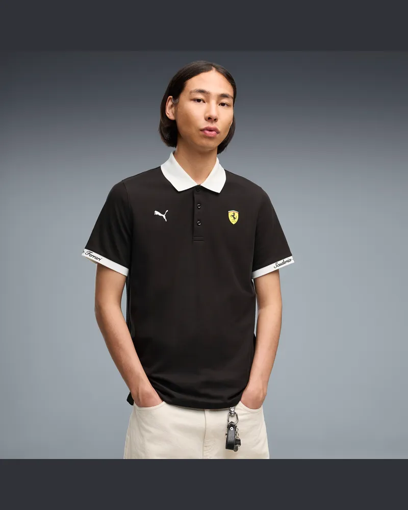 Puma Polo in piqué Ferrari da uomo, Accessori, Nero Black