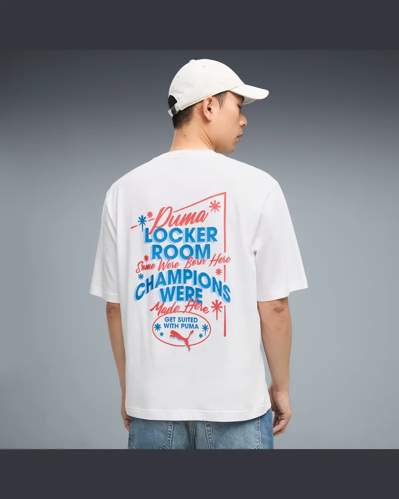 Puma T-shirt da uomo con stampa grafica boxy Champions, Abbigliamento, Bianco White