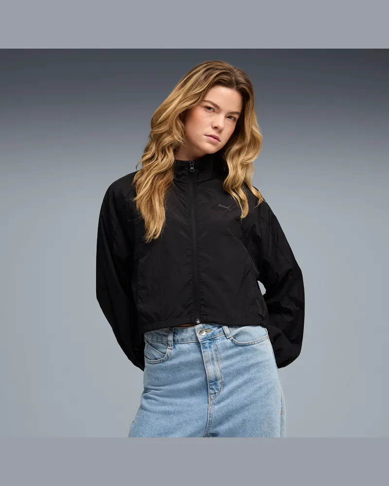 Puma Giacca in tessuto con zip HER dal taglio morbido da donna, Abbigliamento, Nero Black