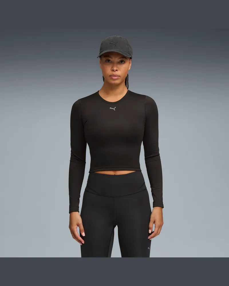 Puma Top da training a maniche lunghe Verde TERRAINS da donna, Abbigliamento, Nero Black