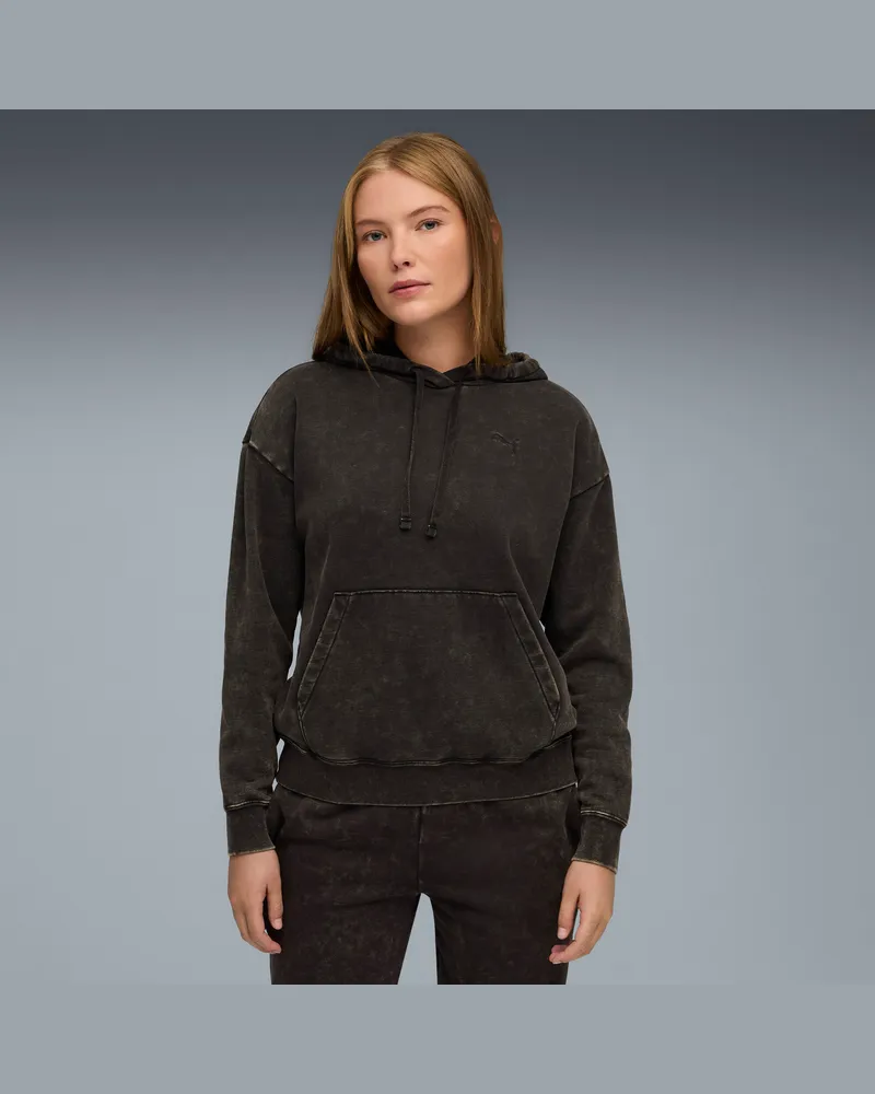 Puma Felpa con cappuccio Essentials Elevated dal taglio morbido da donna, Abbigliamento, Nero Black