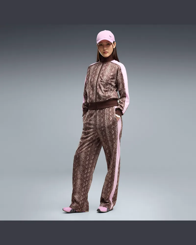 Puma Pantaloni dritti T7 con stampa serpente da donna, Abbigliamento, Marrone Brown