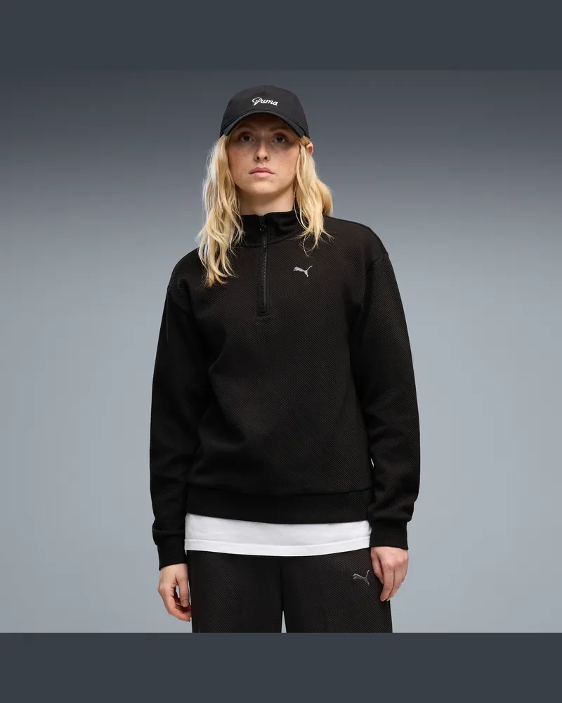 Puma Felpa con zip Essentials Elevated Standard da donna, Abbigliamento, Nero Black