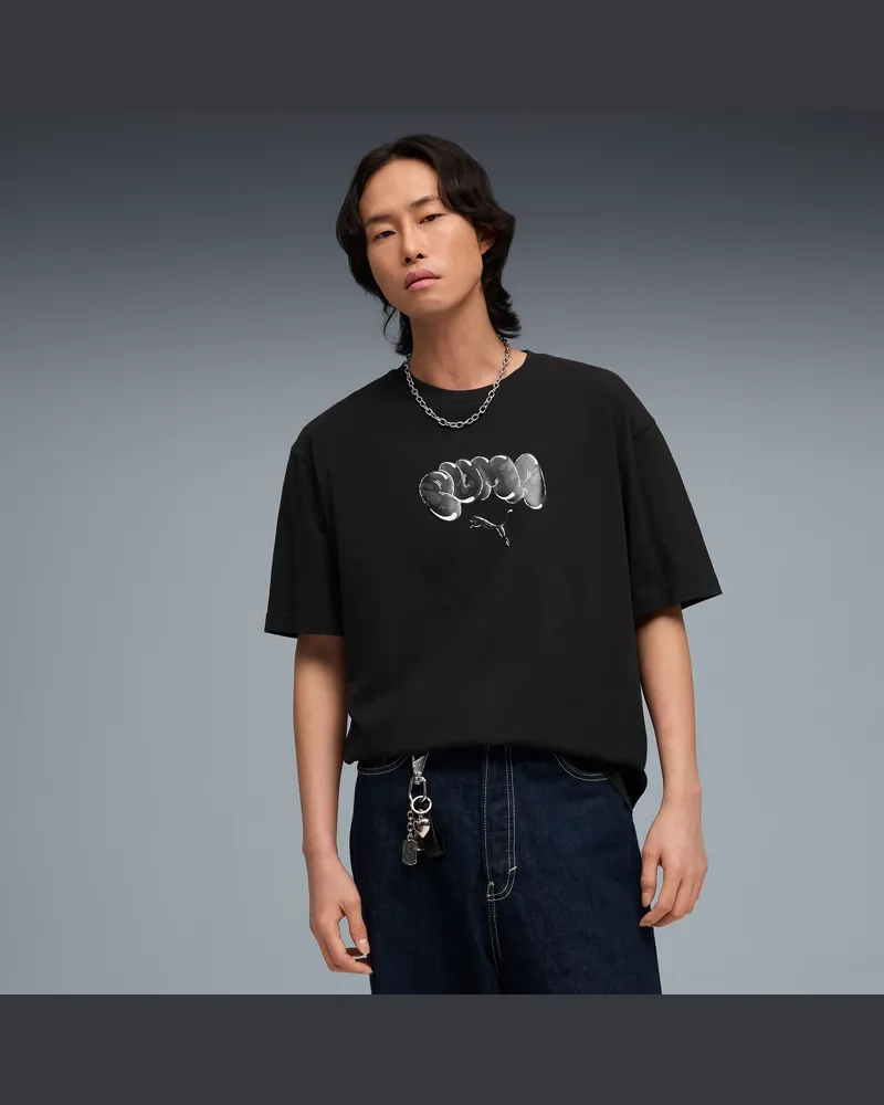 Puma T-shirt con grafica Balloon Art dal taglio morbido da uomo, Abbigliamento, Nero Black