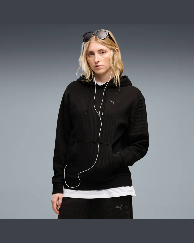 Puma Felpa con cappuccio Essentials Elevated Standard da donna, Abbigliamento, Nero Black