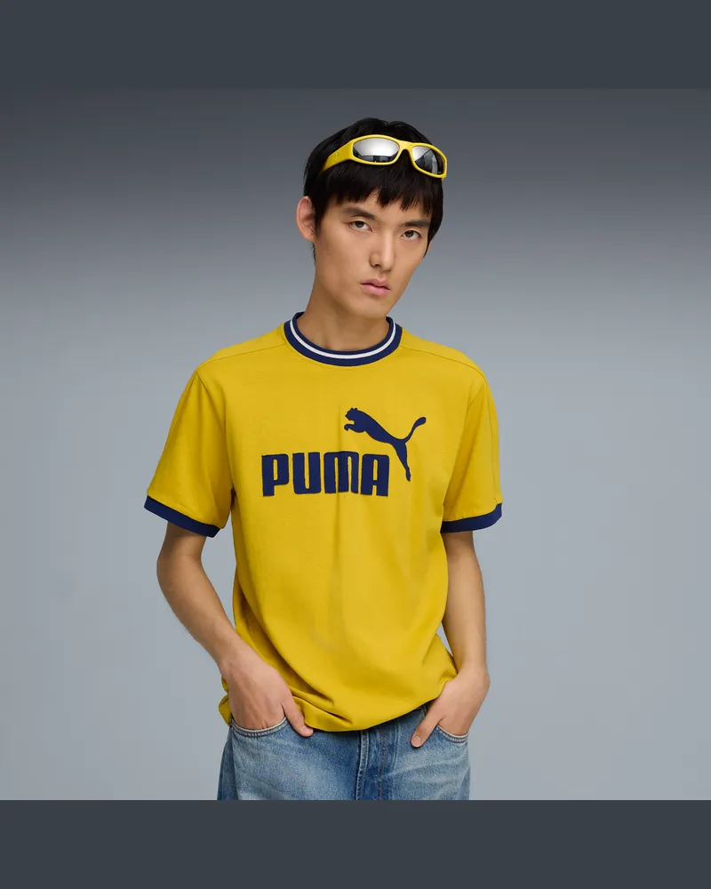 Puma T-shirt T7 Ringer da uomo, Abbigliamento, Giallo Yellow