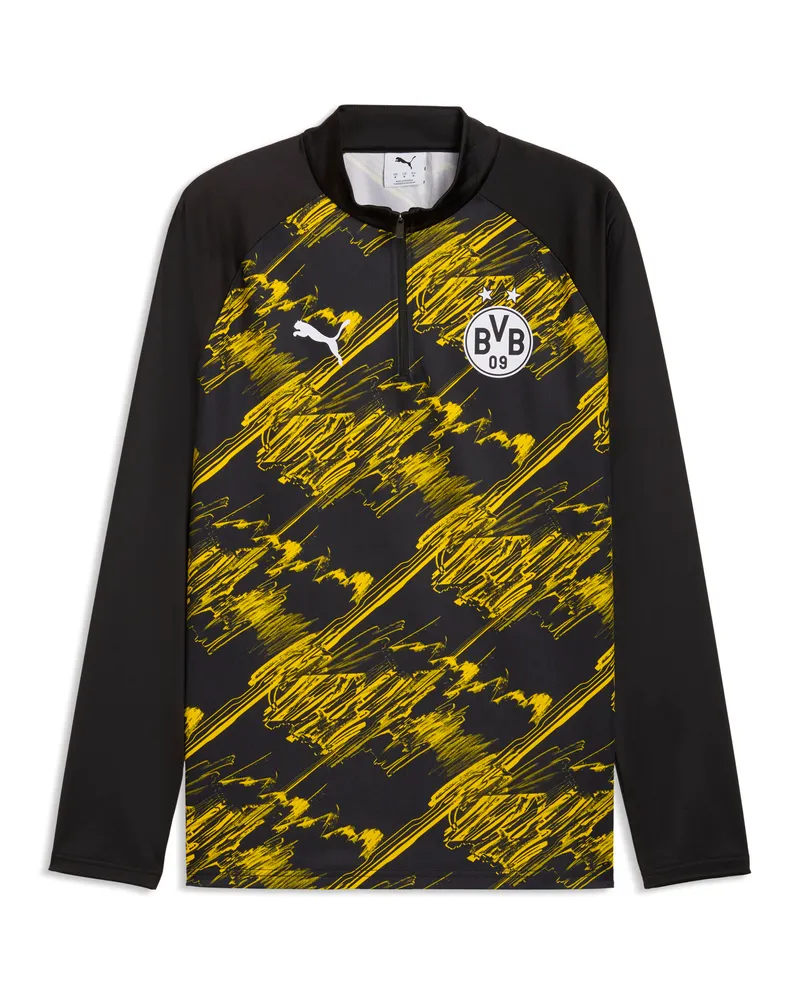 Puma Maglia da riscaldamento con zip Borussia Dortmund da uomo, Accessori, Nero Black