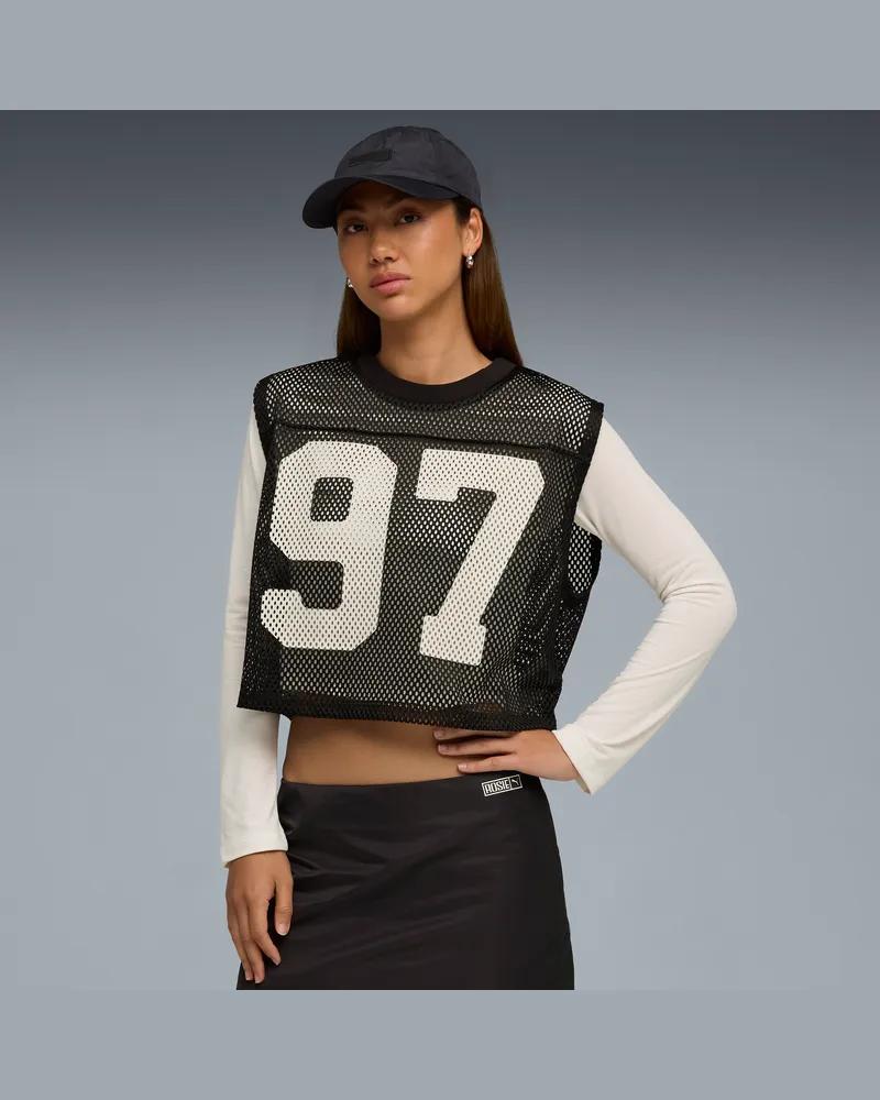 Puma Top in mesh  x ROSÉ dal taglio morbido da donna, Abbigliamento, Nero Black