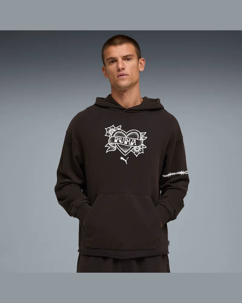 Puma Felpa con cappuccio da basket Swish N' Ink II dal taglio morbido da uomo, Abbigliamento, Nero Black