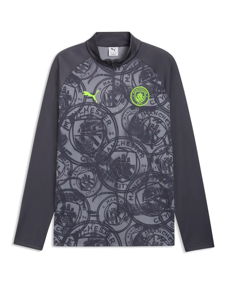 Puma Maglia da riscaldamento con zip Manchester City da uomo, Accessori, Grigio Gray