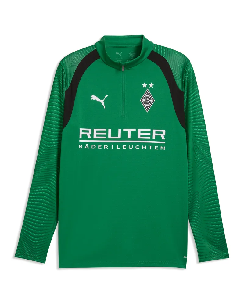 Puma Maglia da training aderente Borussia Mönchengladbach con zip corta da uomo, Accessori, Verde Green