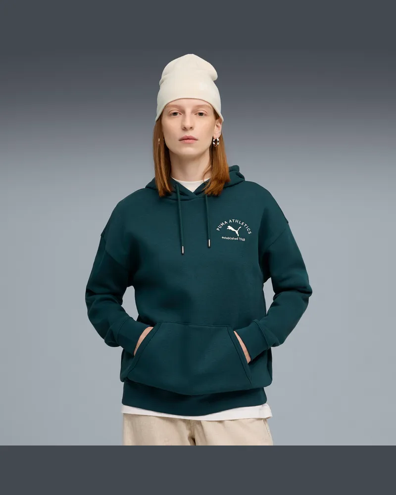 Puma Felpa con cappuccio  Class dal taglio morbido da donna, Abbigliamento, Verde Green