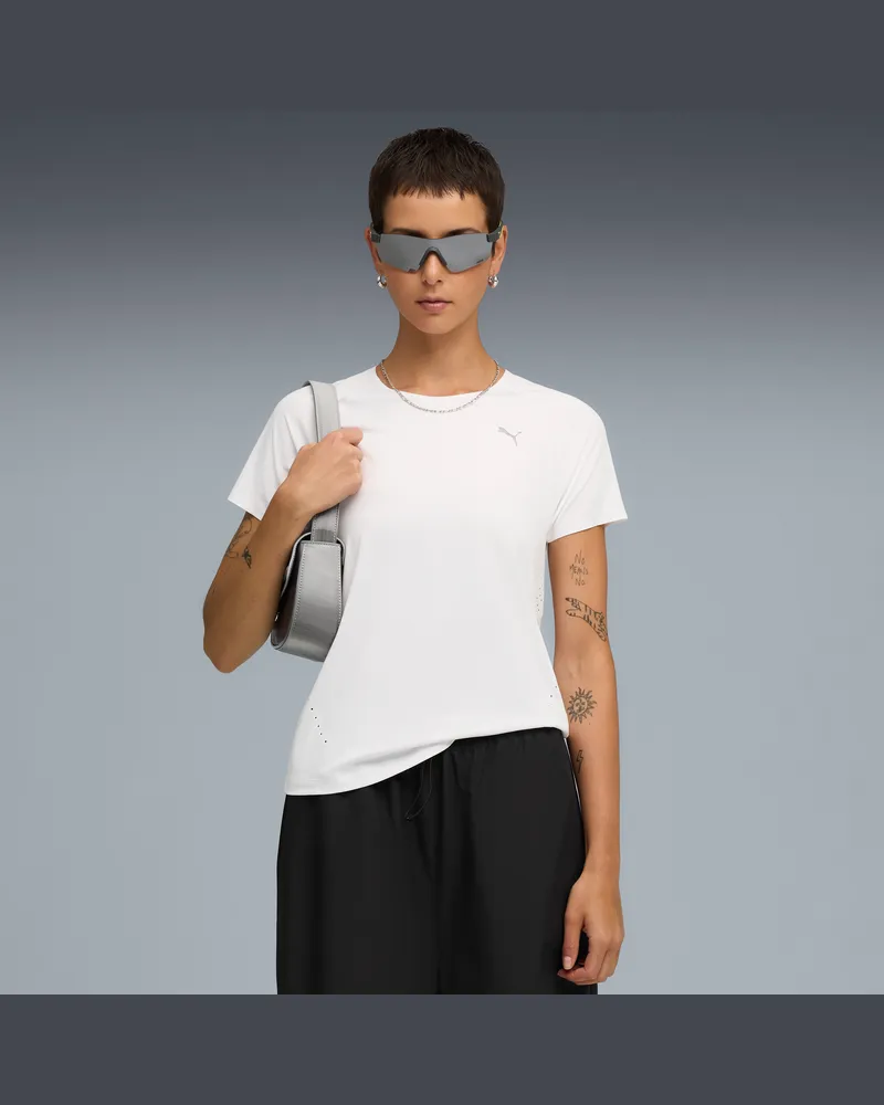 Puma T-shirt RUN CLOUDSPUN da donna, Abbigliamento, Bianco White