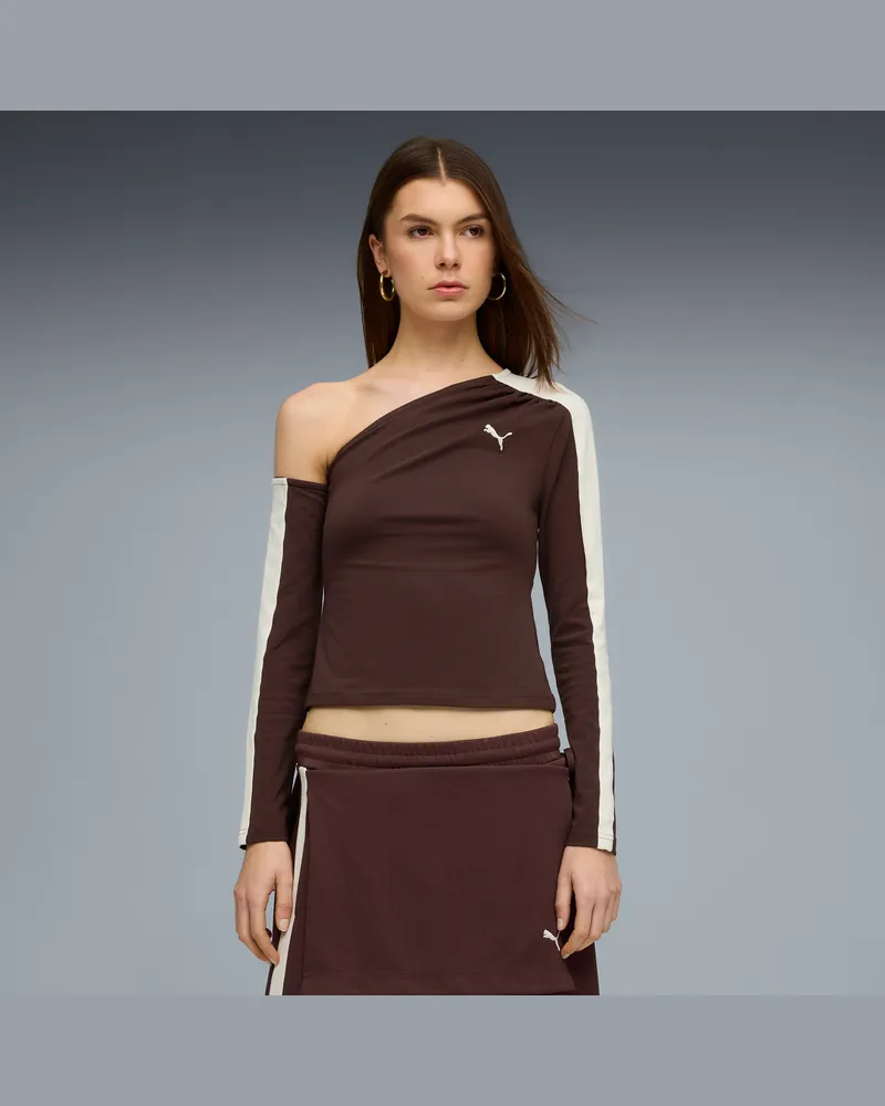 Puma Top asimmetrico T7 da donna, Abbigliamento, Marrone Brown