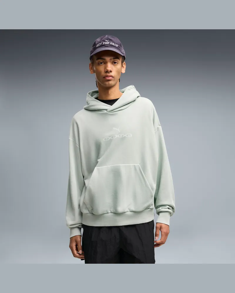 Puma Felpa con cappuccio Run Culture Collective da uomo, Abbigliamento, Verde Green