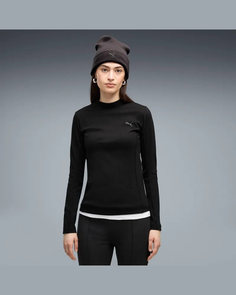 Puma T-shirt a maniche lunghe HER da donna, Abbigliamento, Nero Black