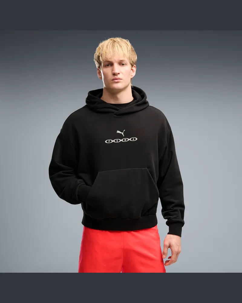 Puma Felpa con cappuccio Run Culture Collective da uomo, Abbigliamento, Nero Black