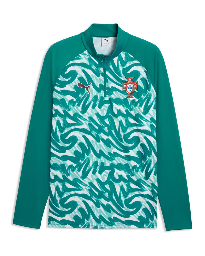 Puma Maglia da riscaldamento con zip Portogallo da uomo, Accessori, Verde Green