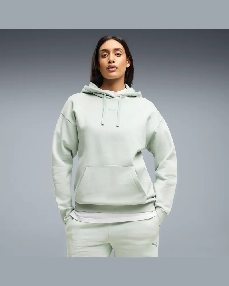Puma Felpa con cappuccio in pile Essentials dal taglio morbido da donna, Abbigliamento, Verde Green