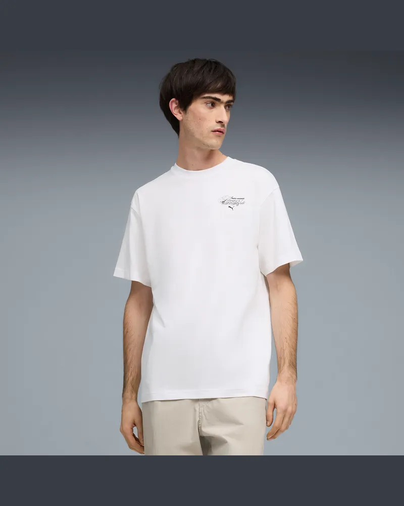 Puma T-shirt con grafica Slogan dal taglio morbido da uomo, Abbigliamento, Bianco White