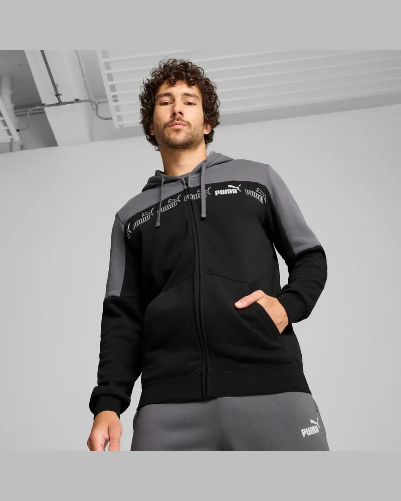 Puma Felpa con cappuccio e zip integrale Around the Block da uomo, Abbigliamento, Grigio Gray