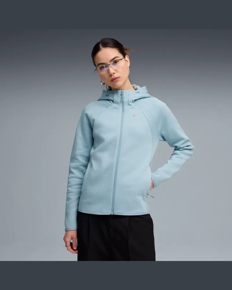 Puma Felpa con cappuccio e zip integrale Evostripe da donna, Abbigliamento, Blu Blue