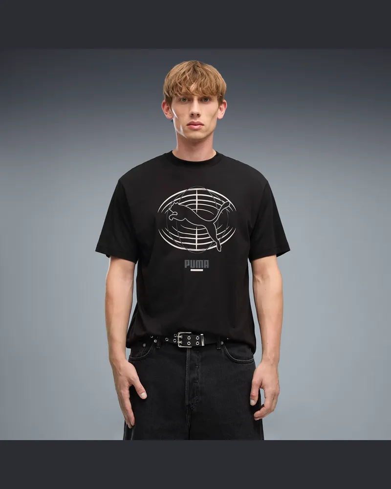 Puma T-shirt con grafica TECH dal taglio morbido da uomo, Abbigliamento, Nero Black