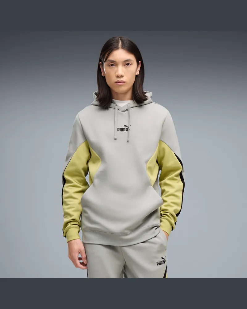 Puma Felpa con cappuccio a blocchi di colore Essentials da uomo, Abbigliamento, Grigio Gray
