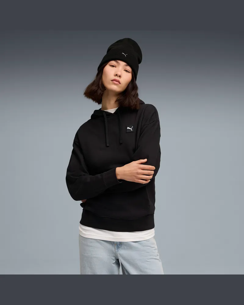 Puma Felpa con cappuccio Essentials Elevated Comfort da donna, Abbigliamento, Nero Black