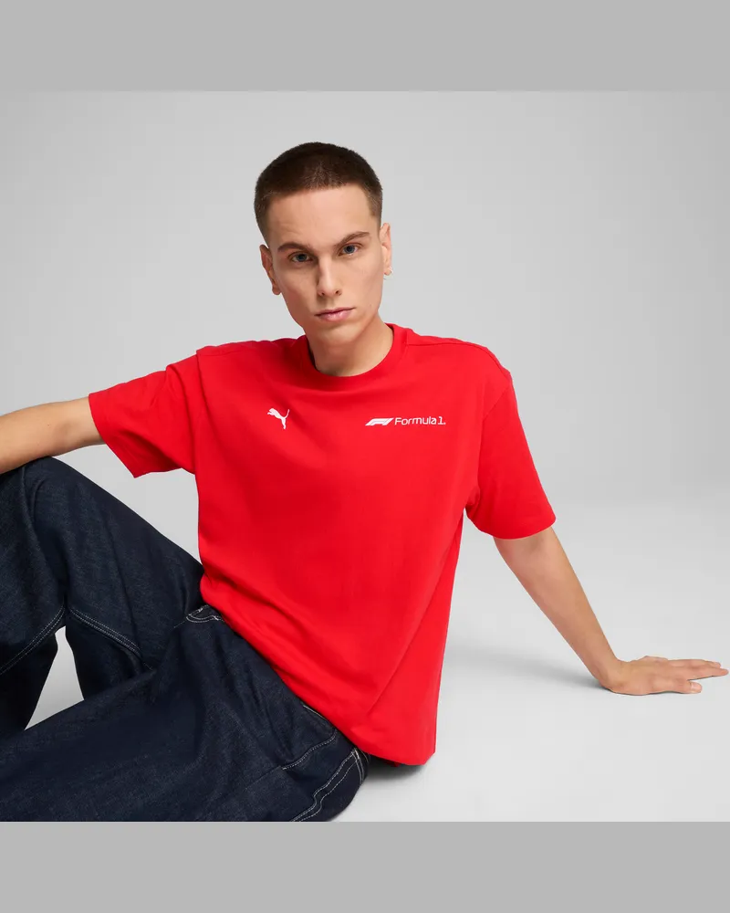 Puma T-shirt grafica F1® ESS+ vestibilità comoda da uomo, Abbigliamento, Rosso Red