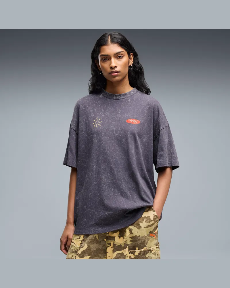 Puma T-shirt da donna oversize con stampa grafica e effetto slavato FUTURE..ARCHIVE, Abbigliamento, Grigio Gray