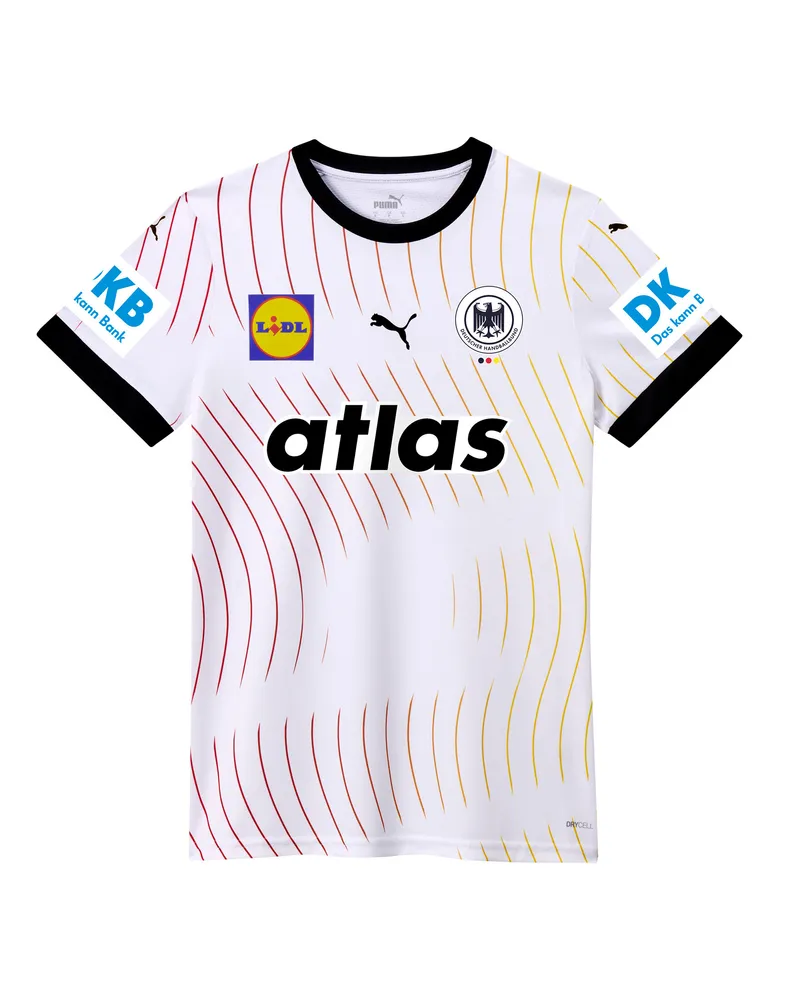 Puma Maglia da pallamano in jersey gara Home Germania 2025 da donna, Abbigliamento, Bianco White