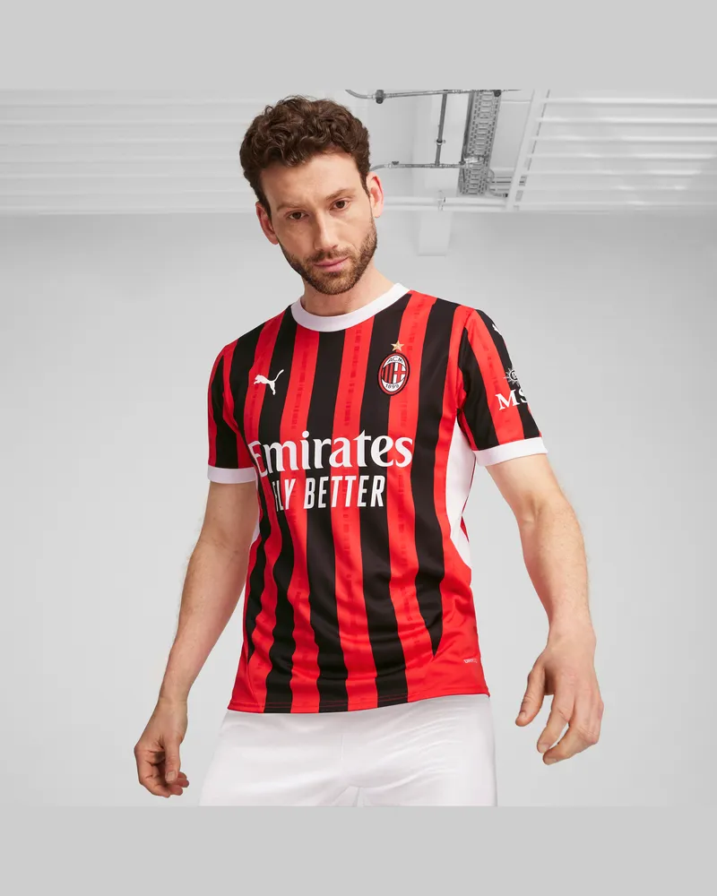 Puma Maglia gara Home AC Milan 24/25 da uomo, Abbigliamento, Rosso Red